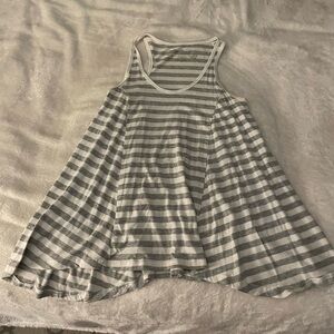 Grey and white striped medium tank top